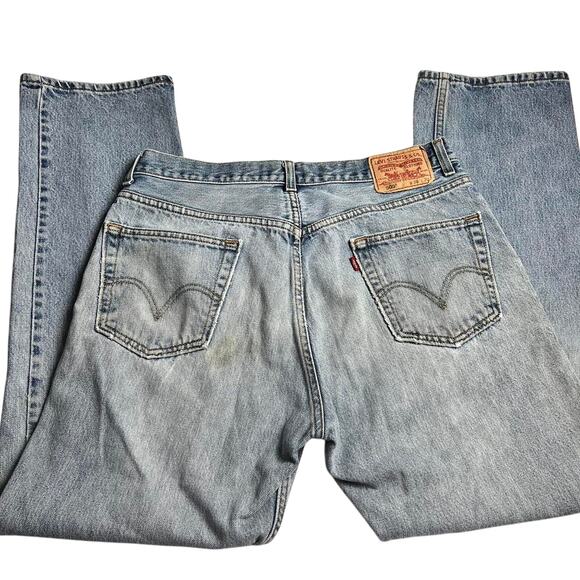 Levi’s 505 Relaxed Fit distressed blue jeans 33x31 Y2K - Picture 2 of 8